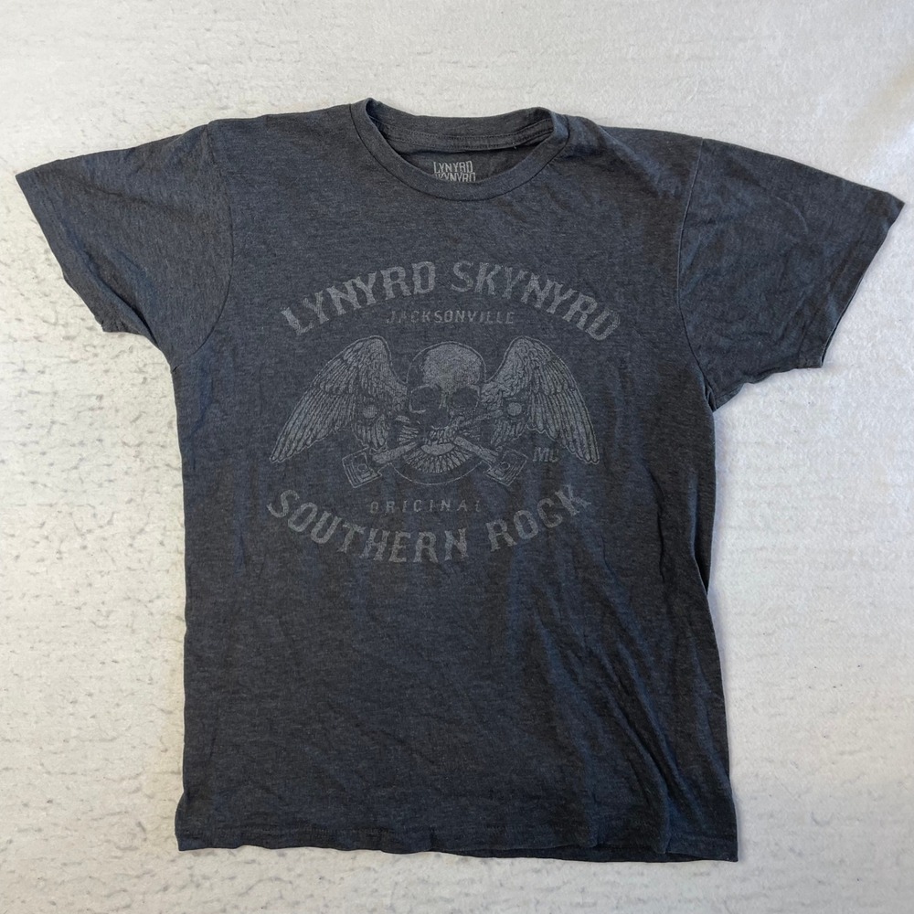 Lynyrd Skynyrd Graphic T-Shirt Medium Charcoal Gray Original Southern Rock Skull